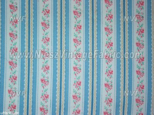 Pink Roses and Blue Stripe Ticking