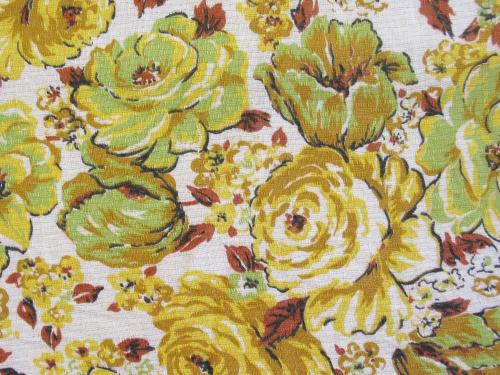 1950-60's Lemon Lime Roses Fabric