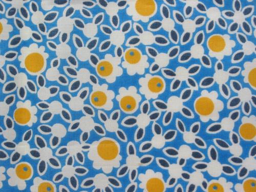 Vintage Blue Yellow Floral Print